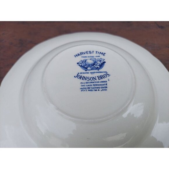 3 Johnson Bros Harvest Time Blue 8" Rimmed Soup Bowls - Picture 4 of 4